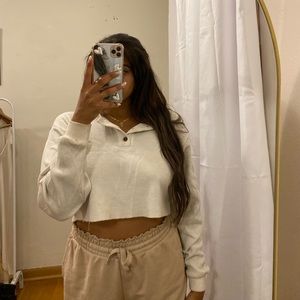 2/$15 Bundle Cropped Henley waffle knit top